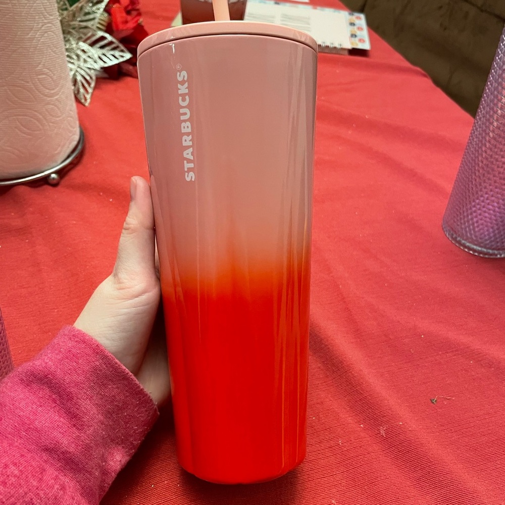 Venti stainless steel Starbucks tumbler pink to red ombré